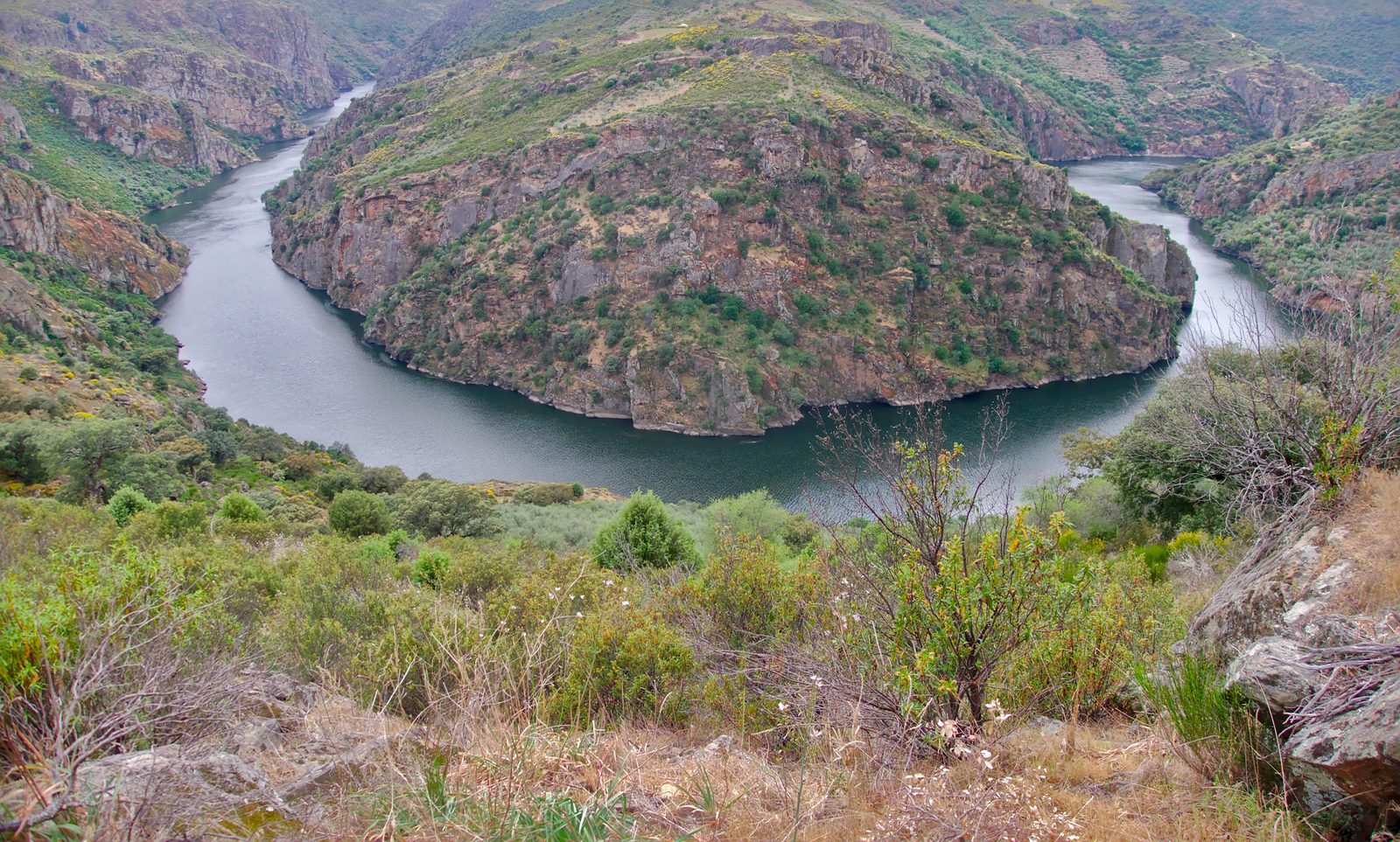 Vista panorámica del cañón del río Duero en los Arribes del Duero: el meandro entre Fermoselle y Pinilla de Fermoselle, Zamora