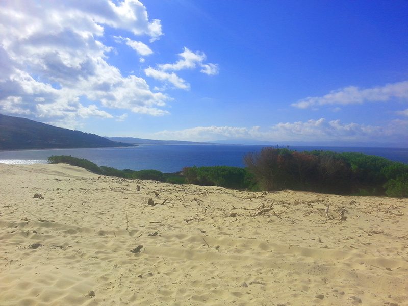 Duna de Punta Paloma con el Estrecho de Gibraltar al fondo, Tarifa, Cádiz