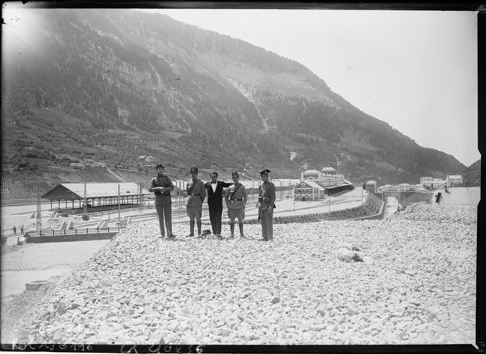 Imagen de archivo de la estación española de Canfranc, Pirineos, Huesca, circa 1928