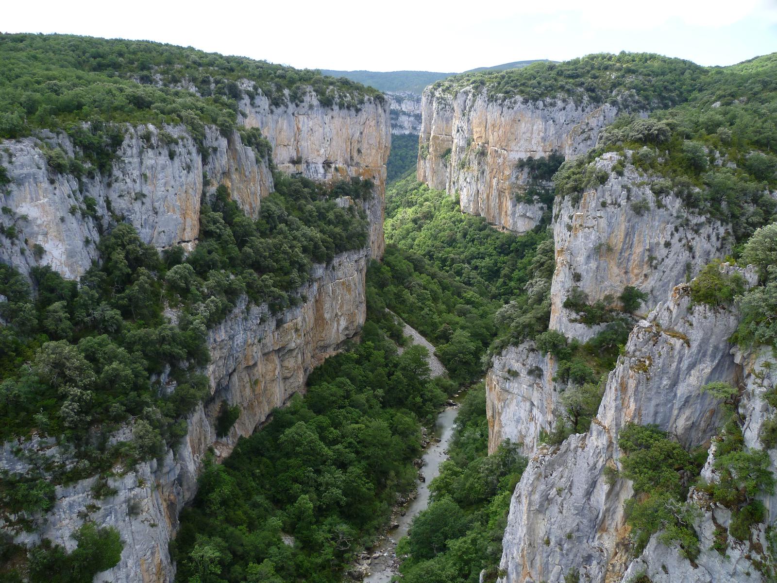 Vista panorámica de la Foz de Arbayún, cañón calcáreo del río Salazar con paredes verticales de 400 metros, Reserva Natural de Navarra