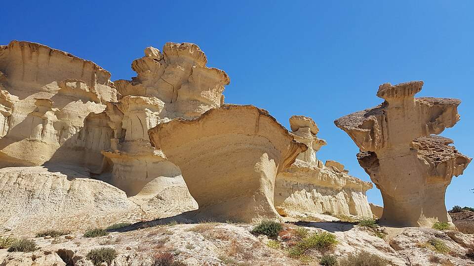 Formaciones de arenisca erosionada de las Gredas de Bolnuevo, Mazarrón, Murcia