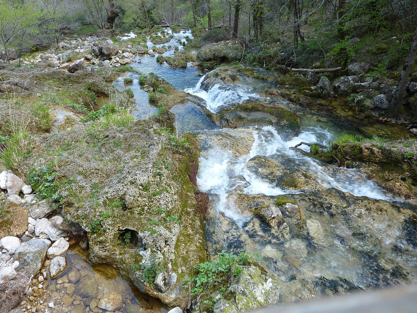 Los rápidos y cascadillas del río Mundo entre el bosque, aguas abajo del nacimiento