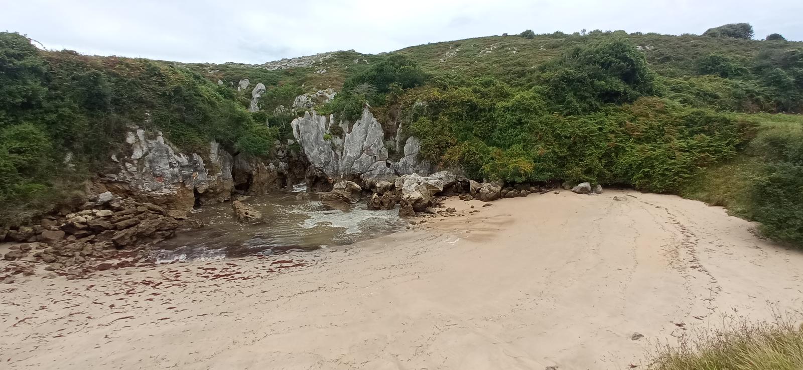 Desembocadura de agua sobre la arena en marea baja