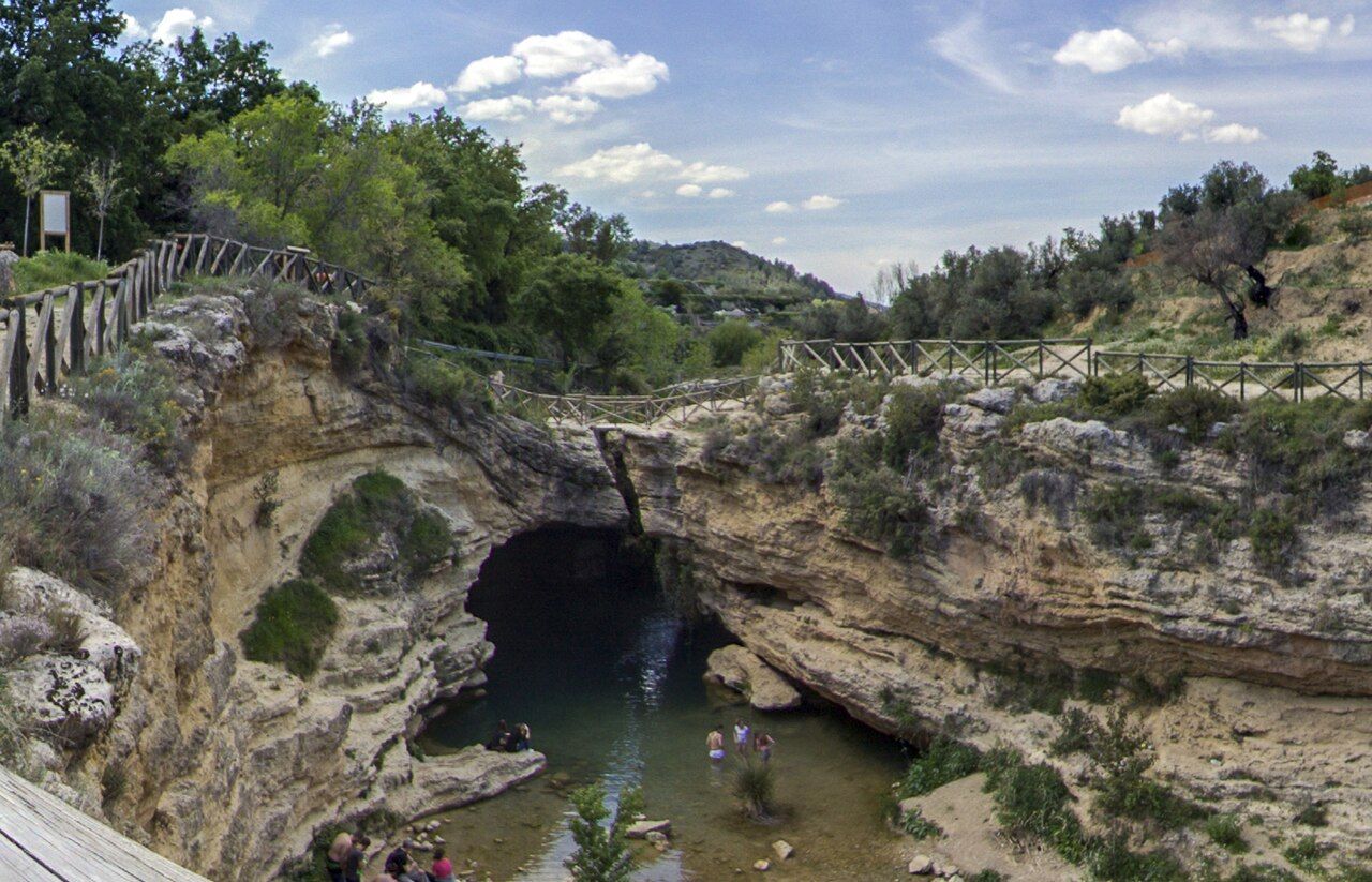 Vista aérea panorámica del Paraje Natural del Salto del Usero, Bullas, Murcia